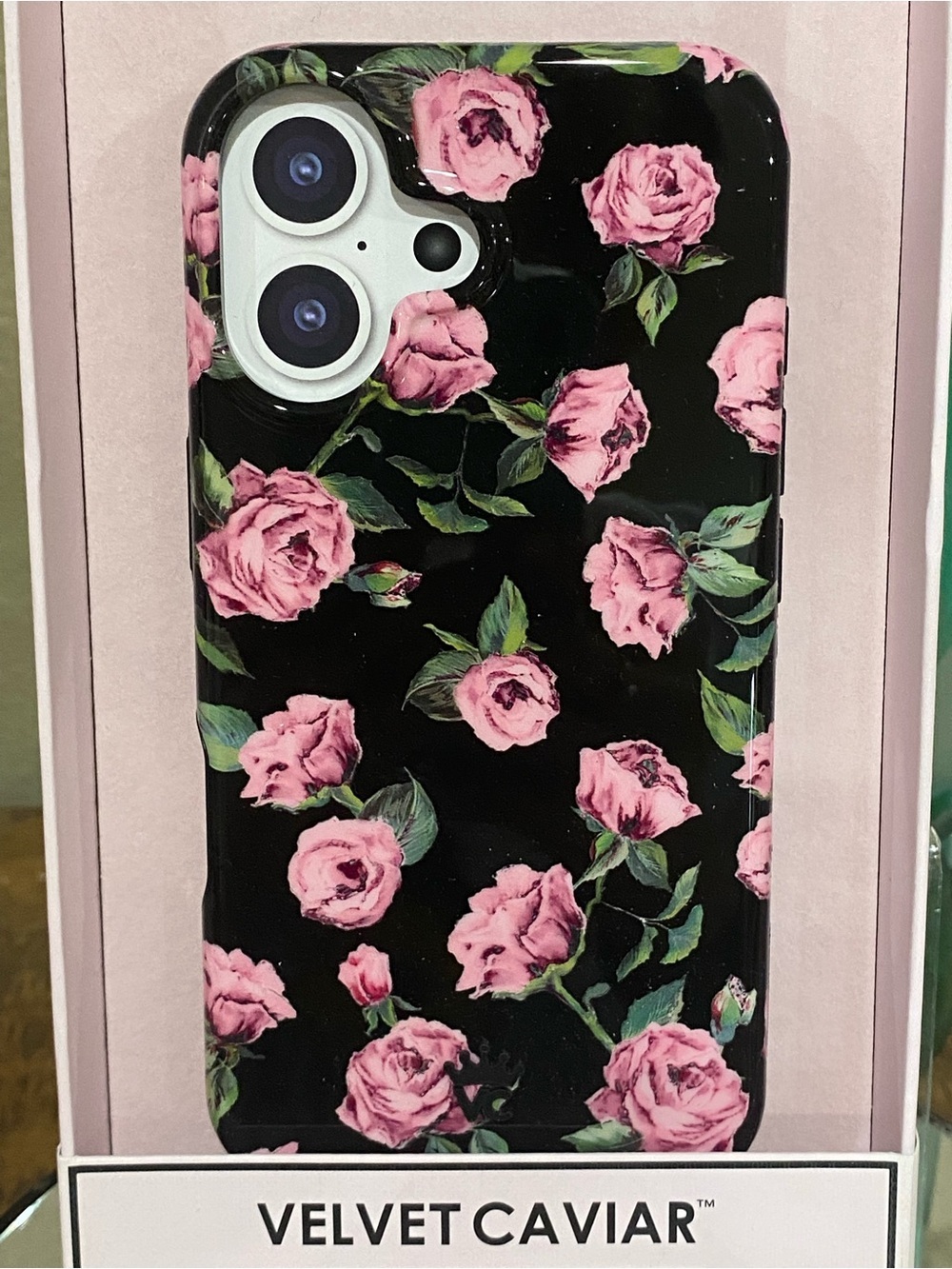 Velvet Caviar iPhone 16 Case, Black with Pink Roses, new! - Picture 3 of 5